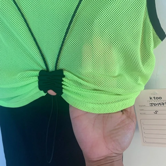 K Too | Dresses | Neon Green And Black Dress Neon Mesh Overlay With  Drawstring | Poshmark